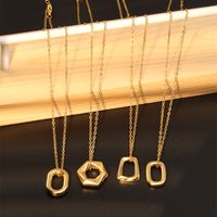 Stainless Steel 18K Gold Plated Simple Style Geometric Pendant Necklace main image 6