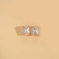 1 Pair Simple Style Square Inlay Copper Zircon 14K Gold Plated Earrings main image 7