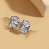 1 Pair Simple Style Square Inlay Copper Zircon 14K Gold Plated Earrings main image 3