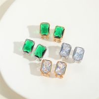1 Pair Simple Style Square Inlay Copper Zircon 14K Gold Plated Earrings main image 5