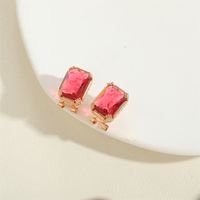 1 Pair Simple Style Square Inlay Copper Zircon 14K Gold Plated Earrings main image 6