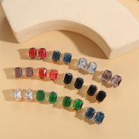 1 Pair Simple Style Square Inlay Copper Zircon 14K Gold Plated Earrings main image 8