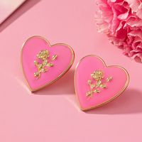 1 Pair IG Style Heart Shape Rose Alloy Ear Studs main image 8