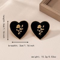 1 Pair IG Style Heart Shape Rose Alloy Ear Studs main image 3