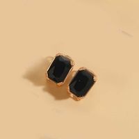 1 Pair Simple Style Square Inlay Copper Zircon 14K Gold Plated Earrings sku image 1