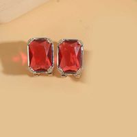 1 Pair Simple Style Square Inlay Copper Zircon 14K Gold Plated Earrings sku image 4
