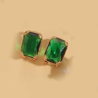 1 Pair Simple Style Square Inlay Copper Zircon 14K Gold Plated Earrings sku image 5