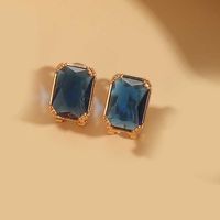 1 Pair Simple Style Square Inlay Copper Zircon 14K Gold Plated Earrings sku image 7