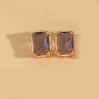 1 Pair Simple Style Square Inlay Copper Zircon 14K Gold Plated Earrings sku image 9