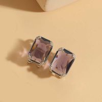 1 Pair Simple Style Square Inlay Copper Zircon 14K Gold Plated Earrings sku image 10