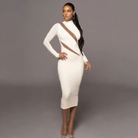Women's Bodycon Dress Streetwear Round Neck Long Sleeve Solid Color Maxi Long Dress Banquet Party Date main image 1
