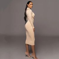 Women's Bodycon Dress Streetwear Round Neck Long Sleeve Solid Color Maxi Long Dress Banquet Party Date main image 5