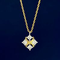 Copper 18K Gold Plated IG Style Commute Shiny Square Inlay Zircon Earrings Necklace main image 4