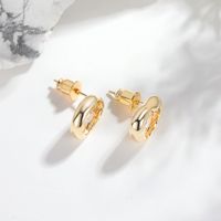 1 Pair Casual Simple Style Irregular Copper Zircon 18K Gold Plated Ear Studs main image 4