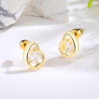 1 Pair Casual Simple Style Irregular Copper Zircon 18K Gold Plated Ear Studs main image 1
