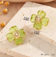 1 Pair Casual Elegant Classic Style Flower Inlay Copper Artificial Pearls Resin 18K Gold Plated Ear Studs main image 2