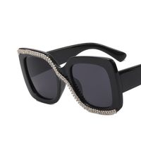 New Fashion Square Frame S-shaped Inlaid Diamond Women Sunglasses sku image 1