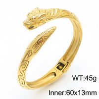 Stainless Steel 18K Gold Plated Punk Tiger Charms Rings Bracelets sku image 15