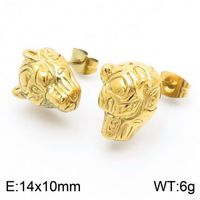 Stainless Steel 18K Gold Plated Punk Tiger Charms Rings Bracelets sku image 13