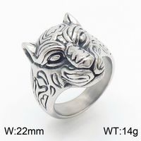 Stainless Steel 18K Gold Plated Punk Tiger Charms Rings Bracelets sku image 1
