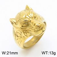 Stainless Steel 18K Gold Plated Punk Tiger Charms Rings Bracelets sku image 8