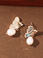 1 Pair Bridal Simple Style Butterfly Pearl Inlay Alloy Rhinestones Shell Gold Plated Drop Earrings sku image 1