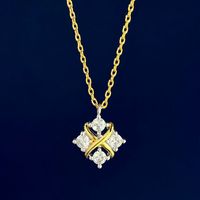 Copper 18K Gold Plated IG Style Commute Shiny Square Inlay Zircon Earrings Necklace sku image 4