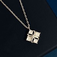 Copper 18K Gold Plated IG Style Commute Shiny Square Inlay Zircon Earrings Necklace sku image 6