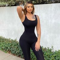 Women's Fitness Sports Solid Color Polyester Backless Tracksuit Jumpsuits main image 1
