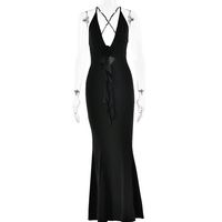 Women's Sheath Dress Streetwear V Neck Flowers Sleeveless Solid Color Maxi Long Dress Business main image 4