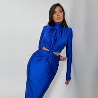 Women's Sheath Dress Streetwear Turtleneck Long Sleeve Solid Color Maxi Long Dress Banquet Date main image 4