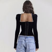 Women's T-shirt Long Sleeve T-Shirts Patchwork Backless Sexy Solid Color main image 5