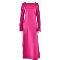 Women's Sheath Dress Streetwear Round Neck Backless Long Sleeve Solid Color Maxi Long Dress Selfie main image 4