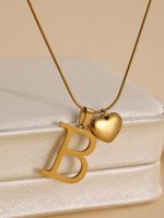 Stainless Steel Copper 18K Gold Plated IG Style Letter Heart Shape Pendant Necklace main image 5