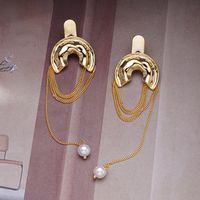 1 Pair Elegant Vintage Style French Style Flower Inlay Alloy Glass Pearl 18K Gold Plated Drop Earrings sku image 21