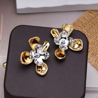 1 Pair Elegant Vintage Style French Style Flower Inlay Alloy Glass Pearl 18K Gold Plated Drop Earrings sku image 18