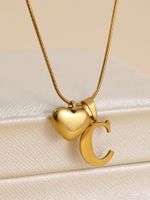 Stainless Steel Copper 18K Gold Plated IG Style Letter Heart Shape Pendant Necklace sku image 3