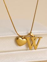 Stainless Steel Copper 18K Gold Plated IG Style Letter Heart Shape Pendant Necklace sku image 9