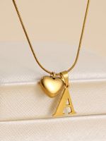 Stainless Steel Copper 18K Gold Plated IG Style Letter Heart Shape Pendant Necklace sku image 1