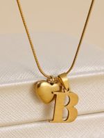 Stainless Steel Copper 18K Gold Plated IG Style Letter Heart Shape Pendant Necklace sku image 2