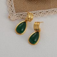 1 Pair Vintage Style French Style Commute Round Enamel Inlay Copper Pearl Zircon 18K Gold Plated Drop Earrings Ear Studs sku image 1