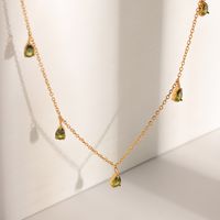 Stainless Steel 18K Gold Plated Simple Style Water Droplets Inlay Rhinestones Necklace main image 4