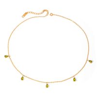 Stainless Steel 18K Gold Plated Simple Style Water Droplets Inlay Rhinestones Necklace main image 6