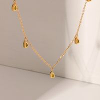 Stainless Steel 18K Gold Plated Simple Style Water Droplets Inlay Rhinestones Necklace main image 1