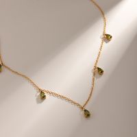 Stainless Steel 18K Gold Plated Simple Style Water Droplets Inlay Rhinestones Necklace main image 5