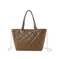 Women's Pu Leather Lingge Basic Zipper Shoulder Bag Tote Bag sku image 1