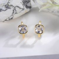 1 Pair Casual Simple Style Geometric Copper Zircon 18K Gold Plated Hoop Earrings main image 1