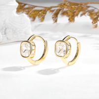 1 Pair Casual Simple Style Geometric Copper Zircon 18K Gold Plated Hoop Earrings main image 4