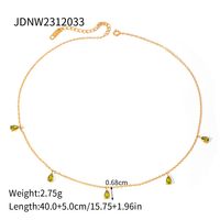 Stainless Steel 18K Gold Plated Simple Style Water Droplets Inlay Rhinestones Necklace sku image 1