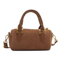 Women's Suede Solid Color Vintage Style Zipper Shoulder Bag sku image 1